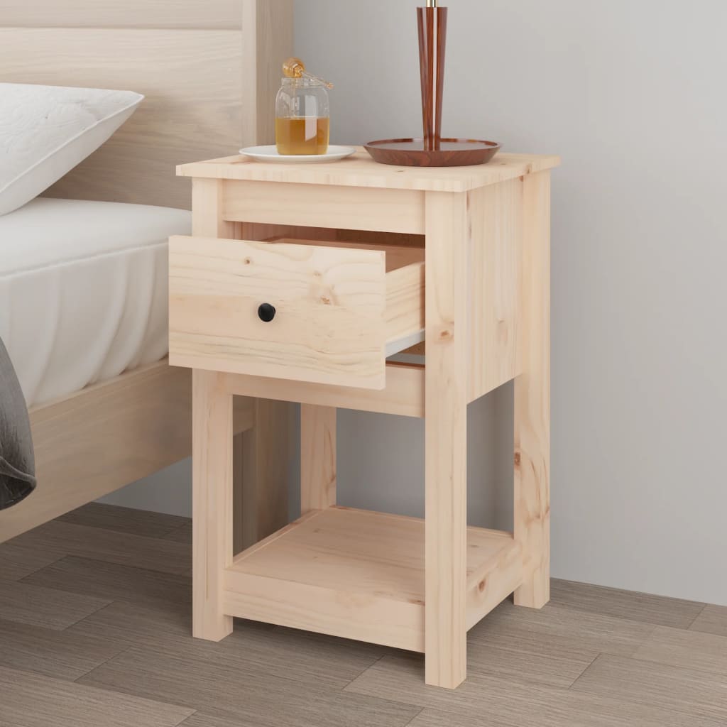 Bedside Cabinet 40X35X61.5 Cm Solid Wood Pine