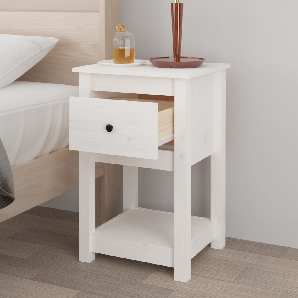 Bedside Cabinet 40X35X61.5 Cm Solid Wood Pine