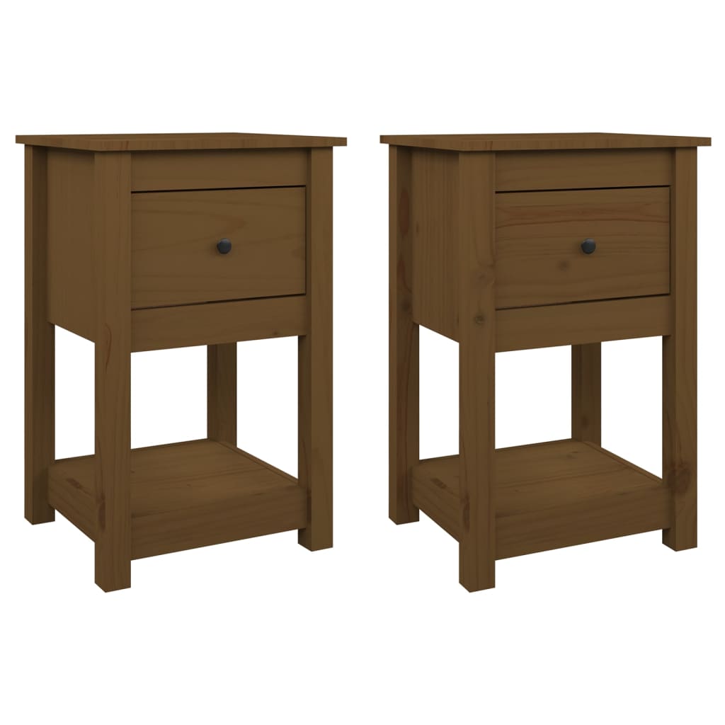 Bedside Cabinets 2 Pcs 40X35X61.5Cm Solid Wood Pine