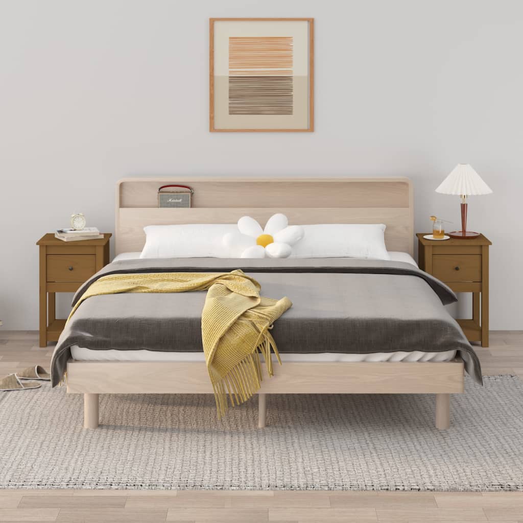 Bedside Cabinets 2 Pcs 40X35X61.5Cm Solid Wood Pine