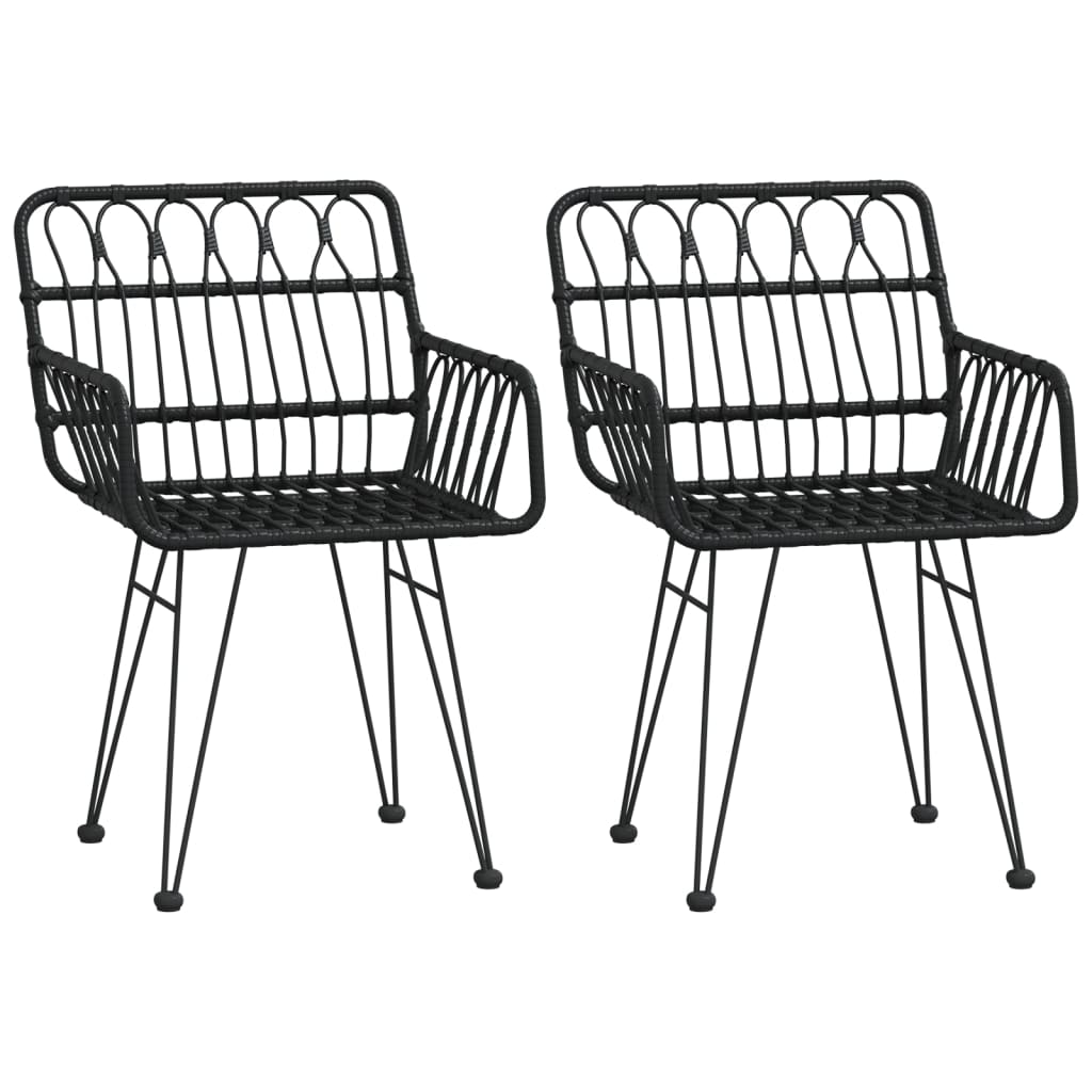 Garden Chairs 2 Pcs With Armrest 56X64X80 Cm Pe Rattan