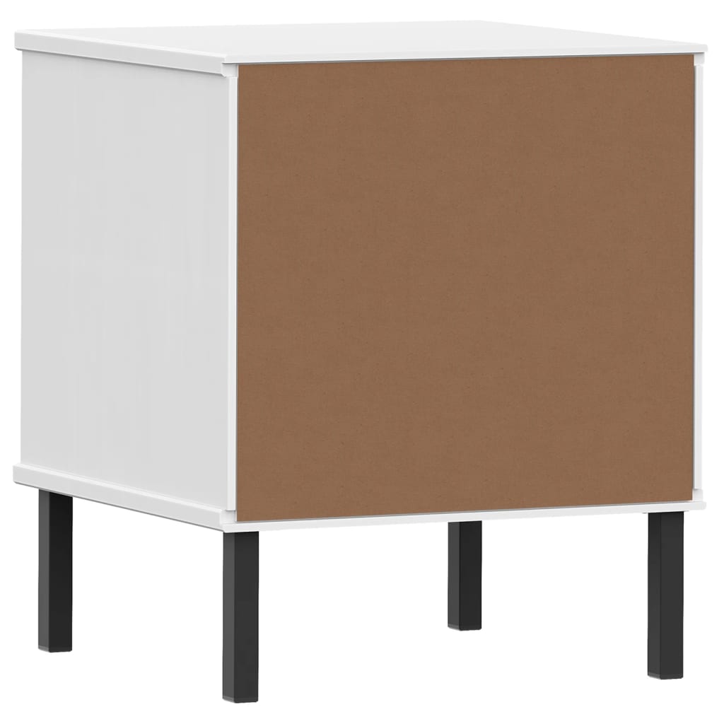 Bedside Cabinet With Metal Legs Solid Wood Pine Oslo