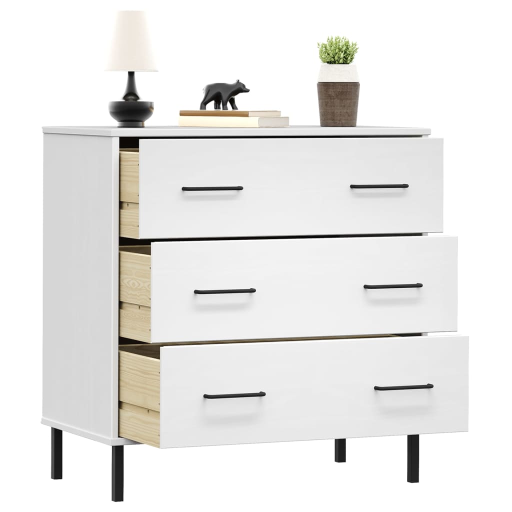 Sideboard With 3 Drawers 77X40X79.5 Cm Solid Wood Oslo