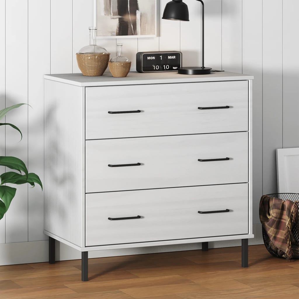 Sideboard With 3 Drawers 77X40X79.5 Cm Solid Wood Oslo