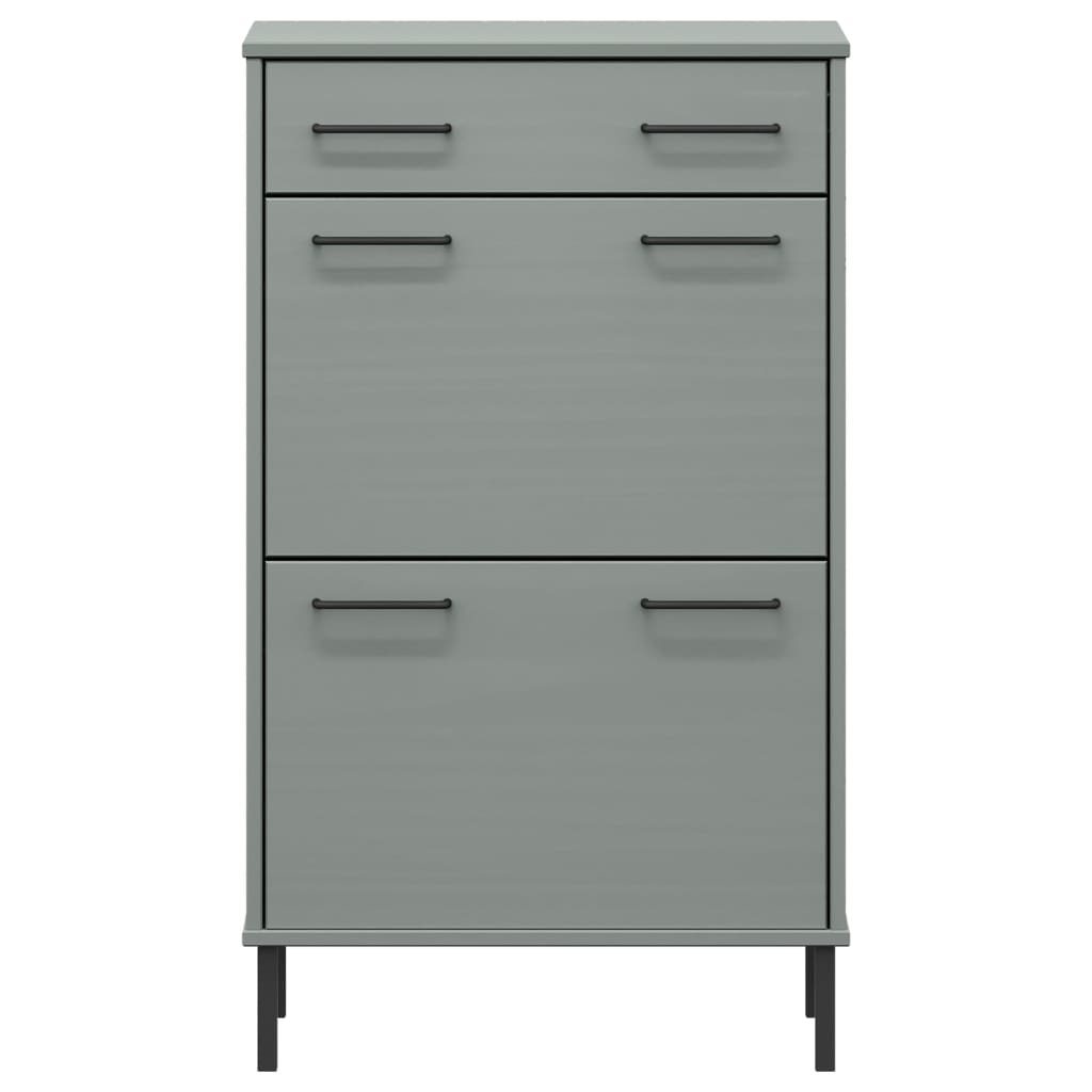 Shoe Rack With Metal Legs Solid Wood Pine Oslo