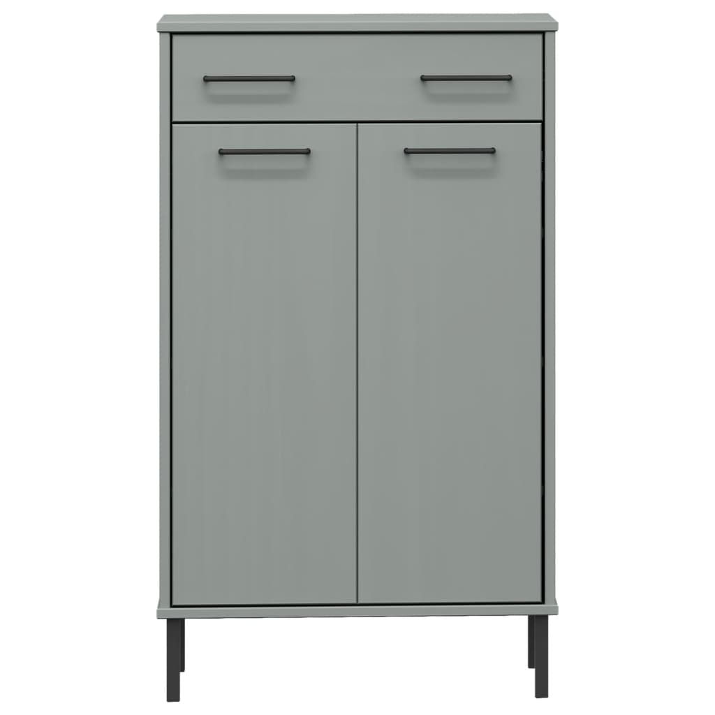 Shoe Rack With Metal Legs Solid Wood Pine Oslo