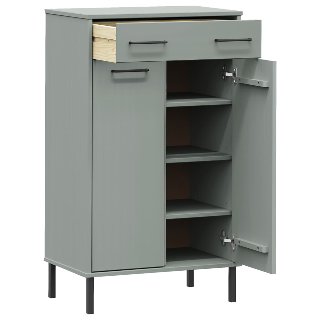 Shoe Rack With Metal Legs Solid Wood Pine Oslo