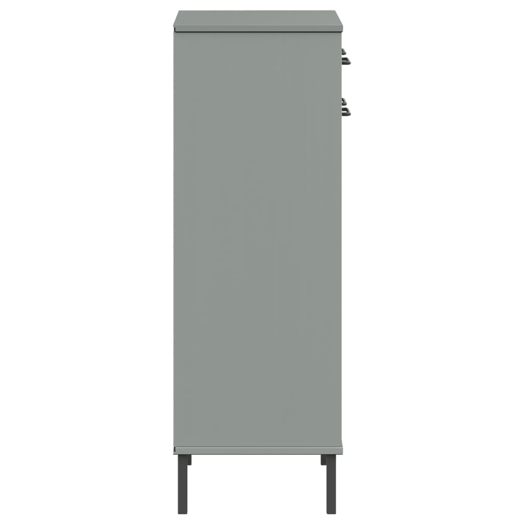 Shoe Rack With Metal Legs Solid Wood Pine Oslo