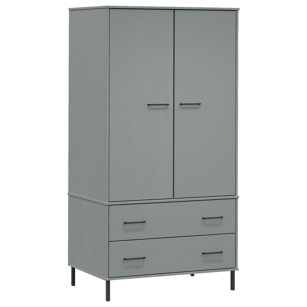 Wardrobe With Metal Legs 90X55X172.5 Cm Solid Wood Oslo