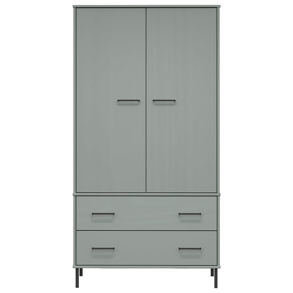 Wardrobe With Metal Legs 90X55X172.5 Cm Solid Wood Oslo