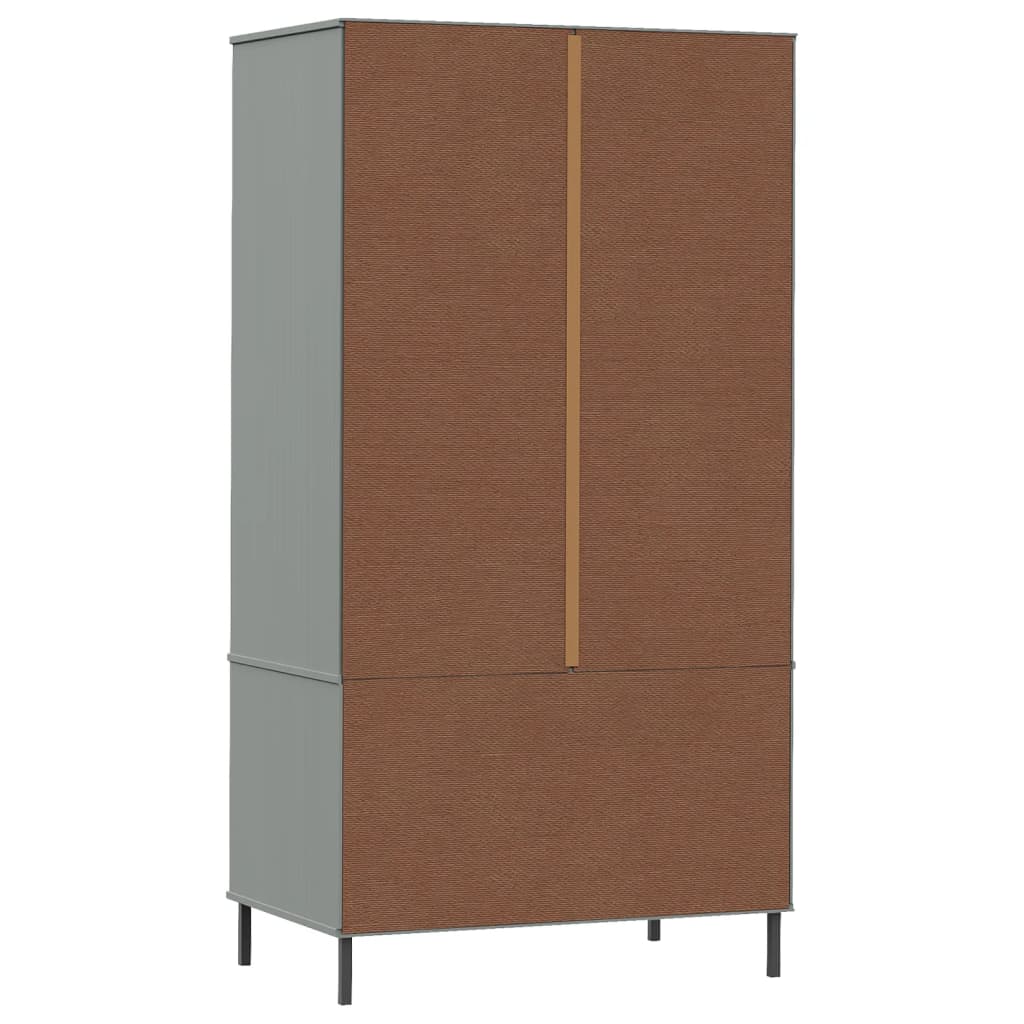 Wardrobe With Metal Legs 90X55X172.5 Cm Solid Wood Oslo