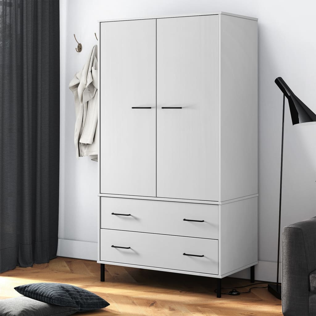 Wardrobe With Metal Legs 90X55X172.5 Cm Solid Wood Oslo