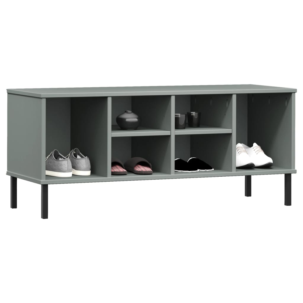 Shoe Rack With Metal Legs 106X35X45 Cm Solid Wood Oslo