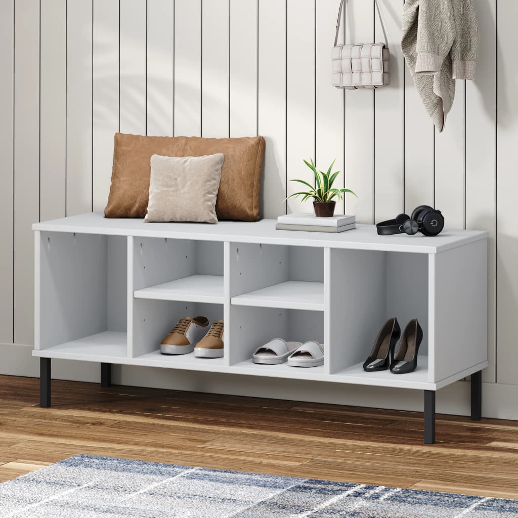 Shoe Rack With Metal Legs 106X35X45 Cm Solid Wood Oslo