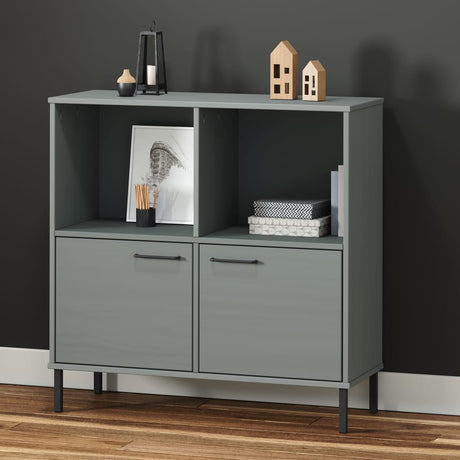 Bookcase With Metal Legs 90X35X90.5 Cm Solid Wood Oslo