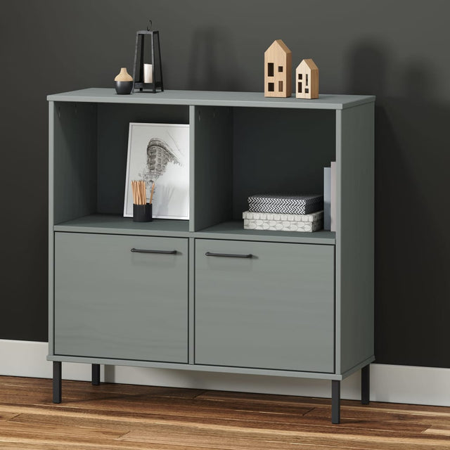 Bookcase With Metal Legs 90X35X90.5 Cm Solid Wood Oslo