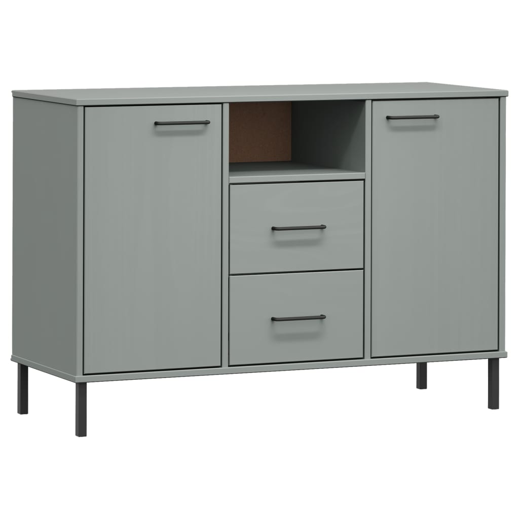 Sideboard With Metal Legs 113X40X77 Cm Solid Wood Oslo