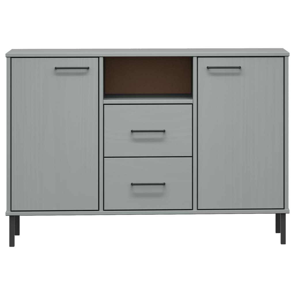 Sideboard With Metal Legs 113X40X77 Cm Solid Wood Oslo