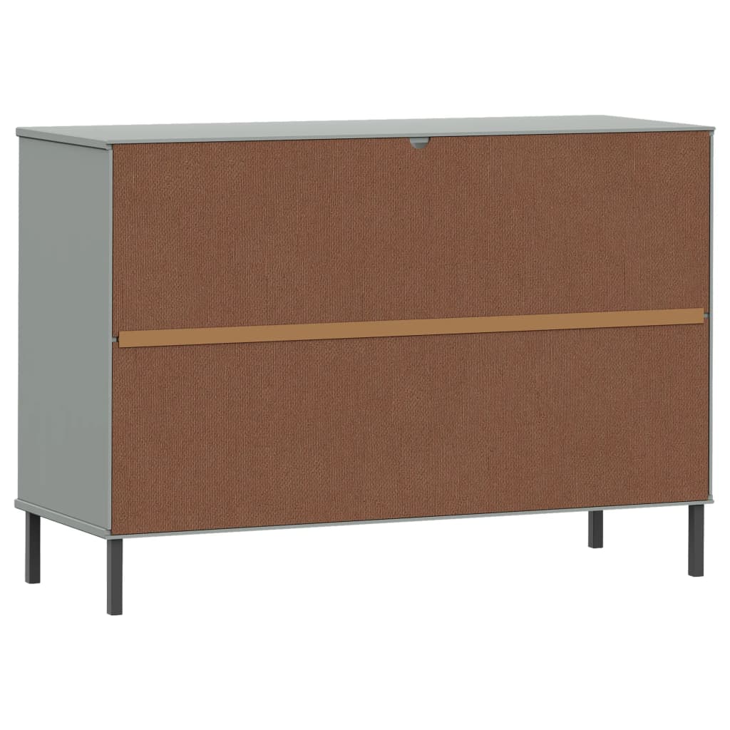 Sideboard With Metal Legs 113X40X77 Cm Solid Wood Oslo