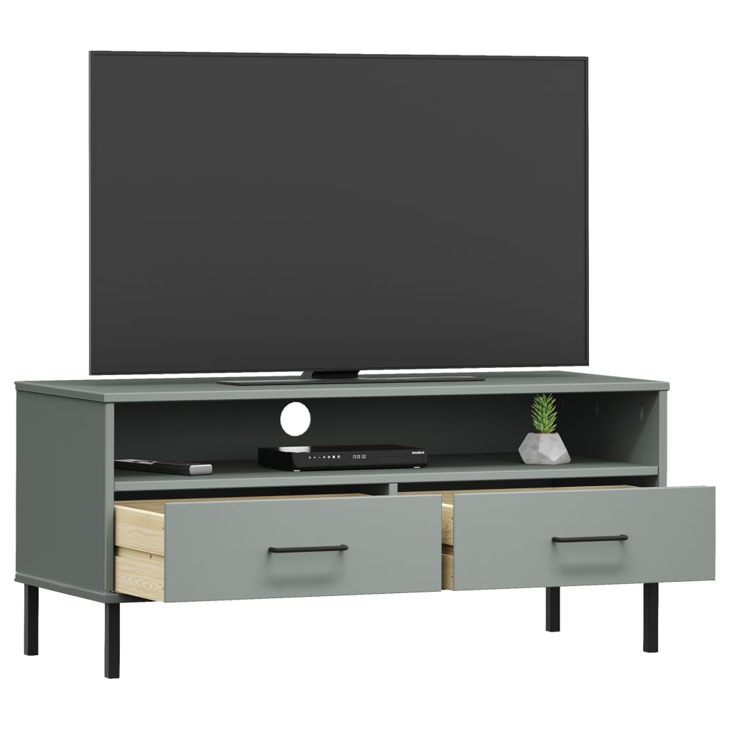 Tv Cabinet With Metal Legs Solid Wood Pine Oslo