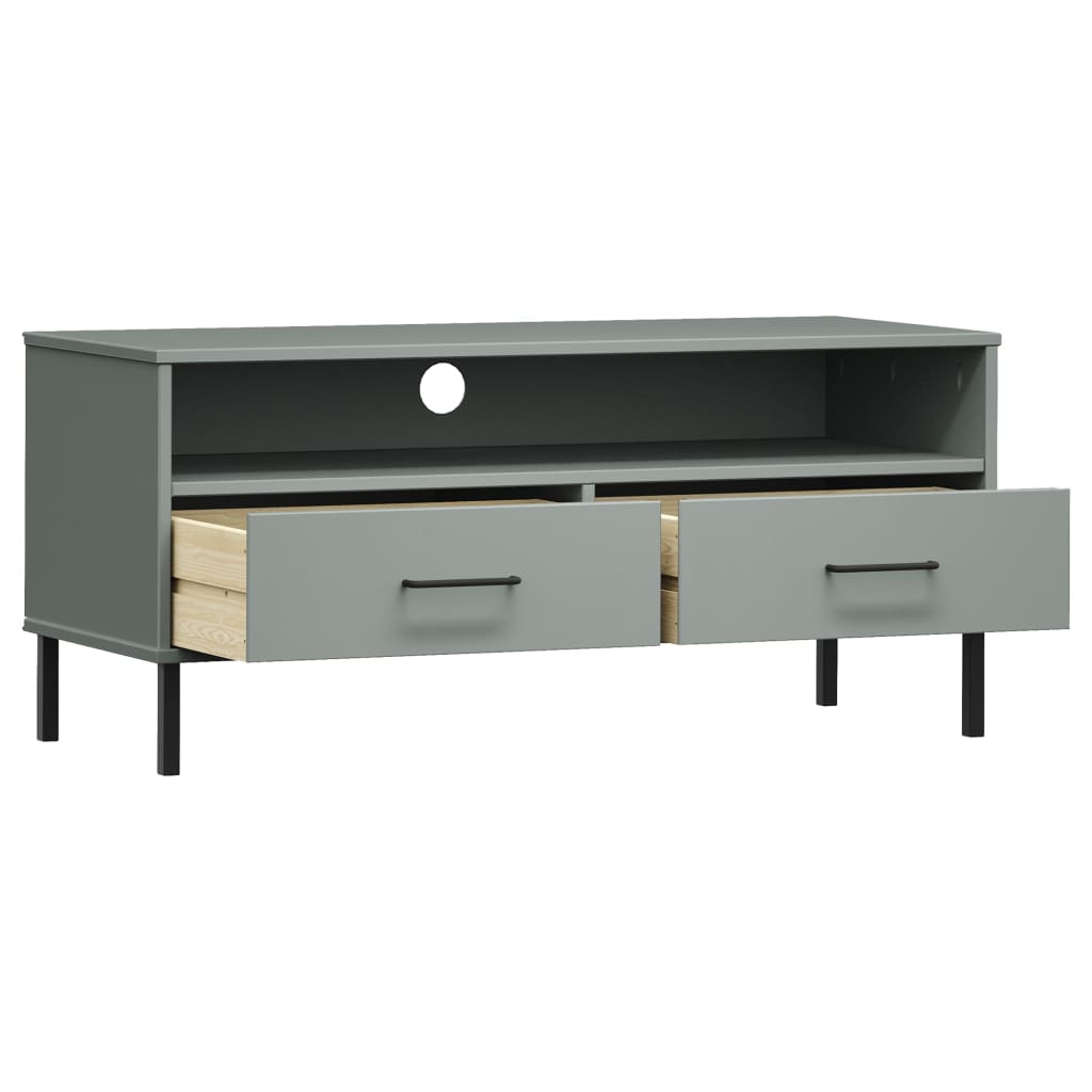 Tv Cabinet With Metal Legs Solid Wood Pine Oslo