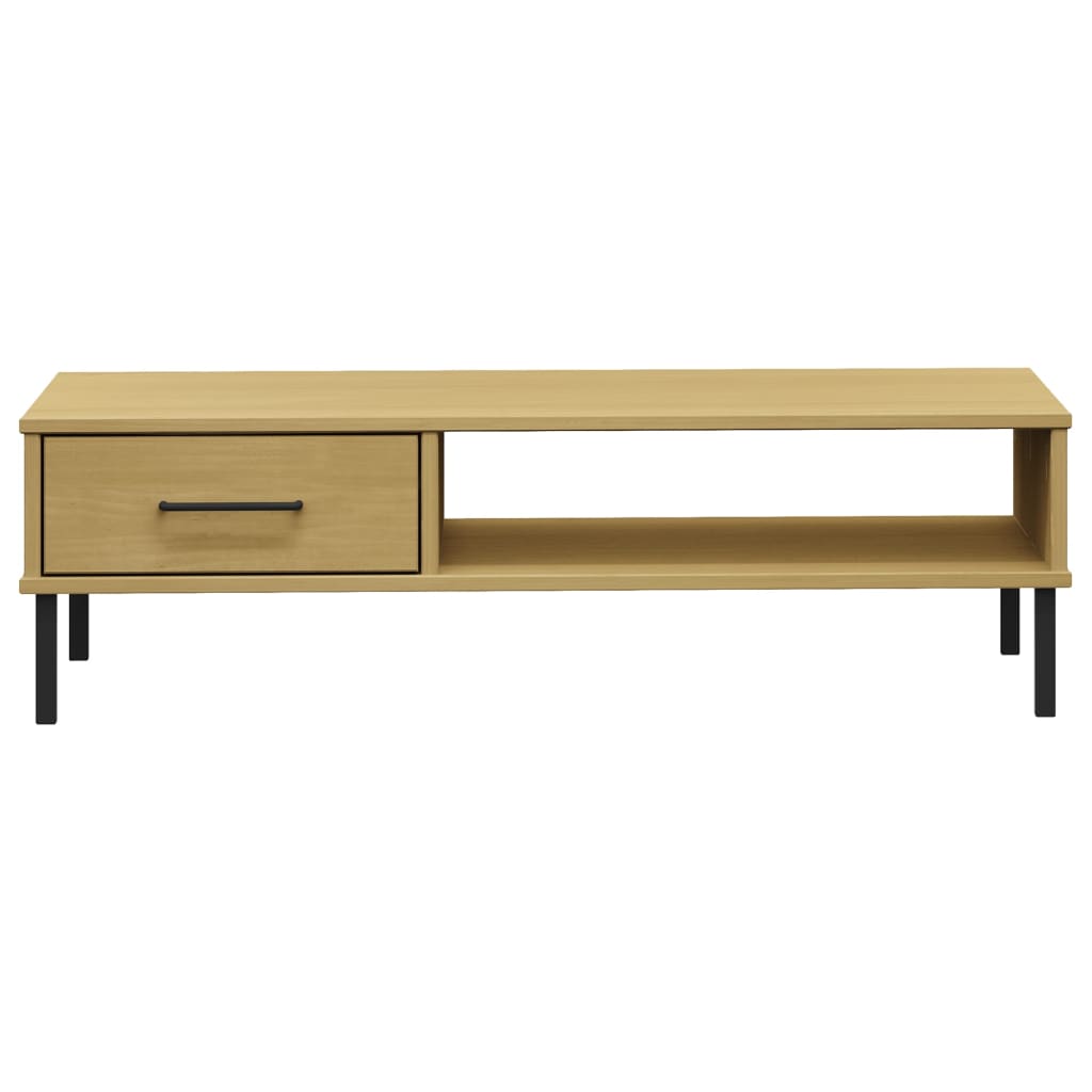 Coffee Table With Metal Legs Solid Wood Pine Oslo