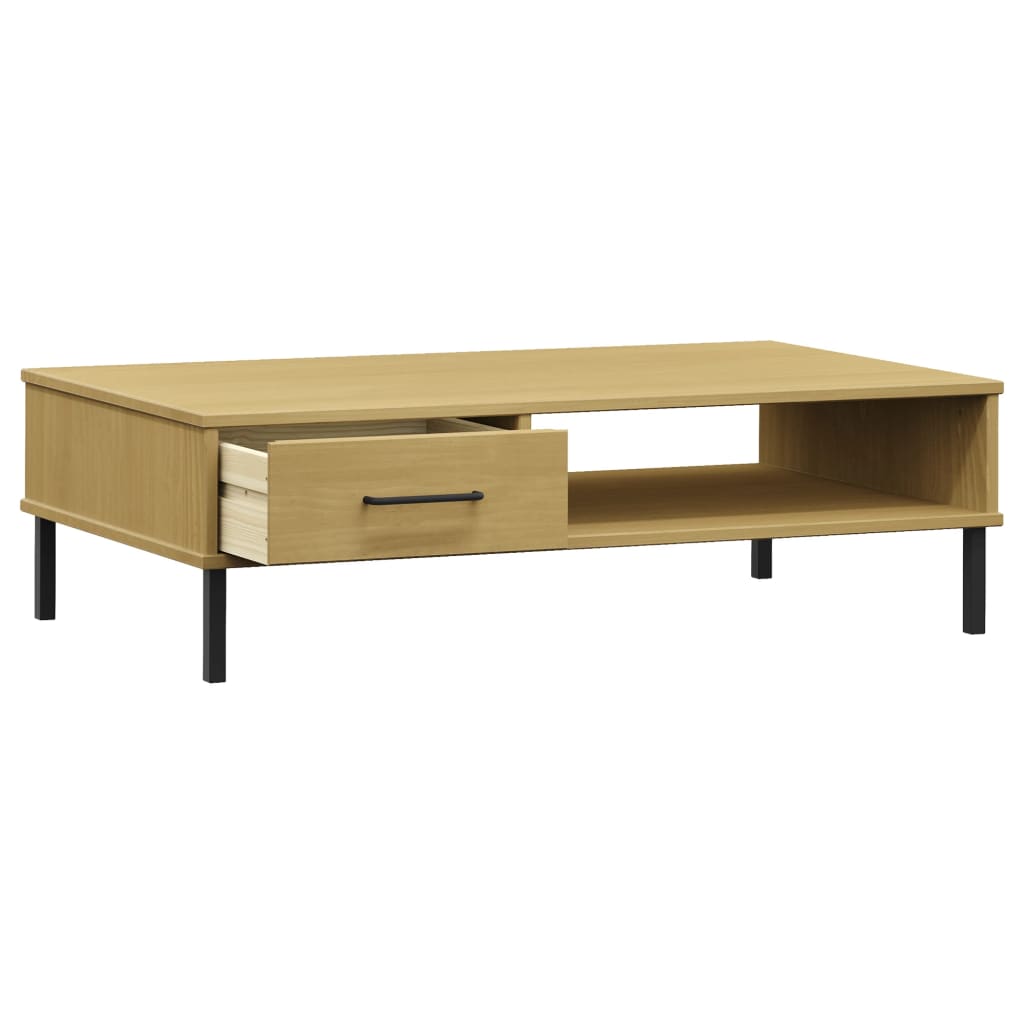 Coffee Table With Metal Legs Solid Wood Pine Oslo