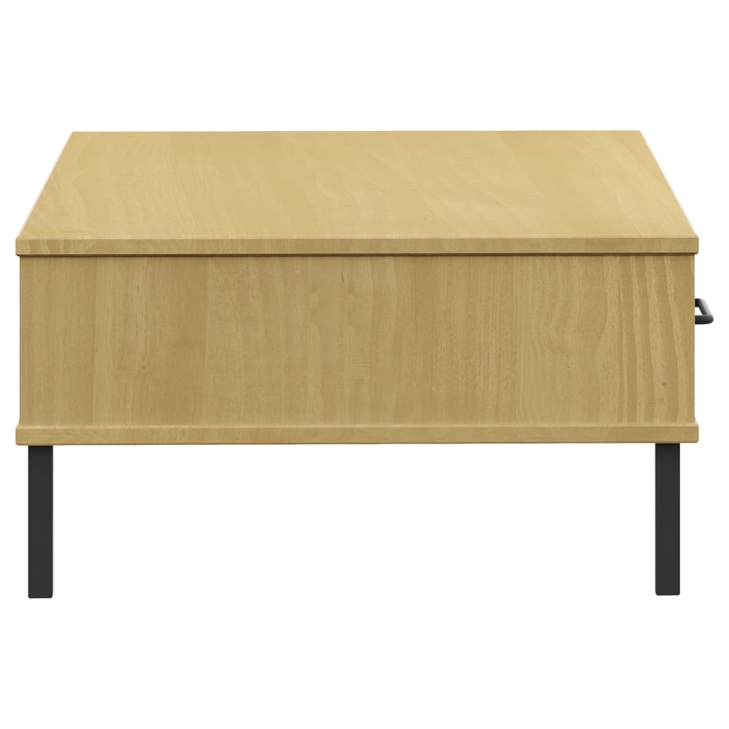 Coffee Table With Metal Legs Solid Wood Pine Oslo