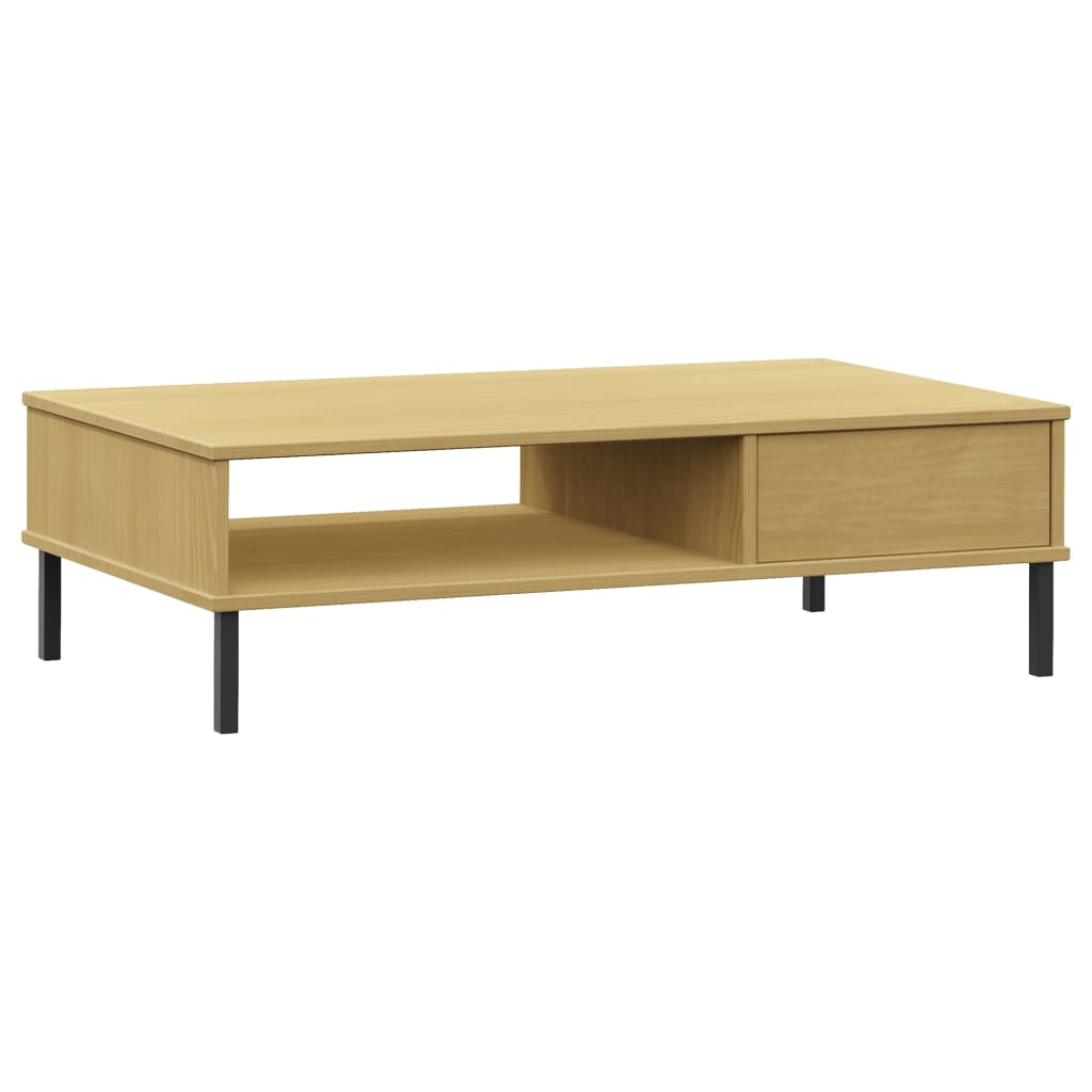 Coffee Table With Metal Legs Solid Wood Pine Oslo