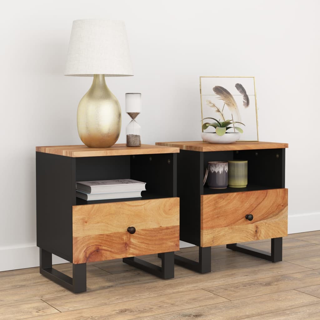 Bedside Cabinet Solid Wood Mango&Engineered Wood