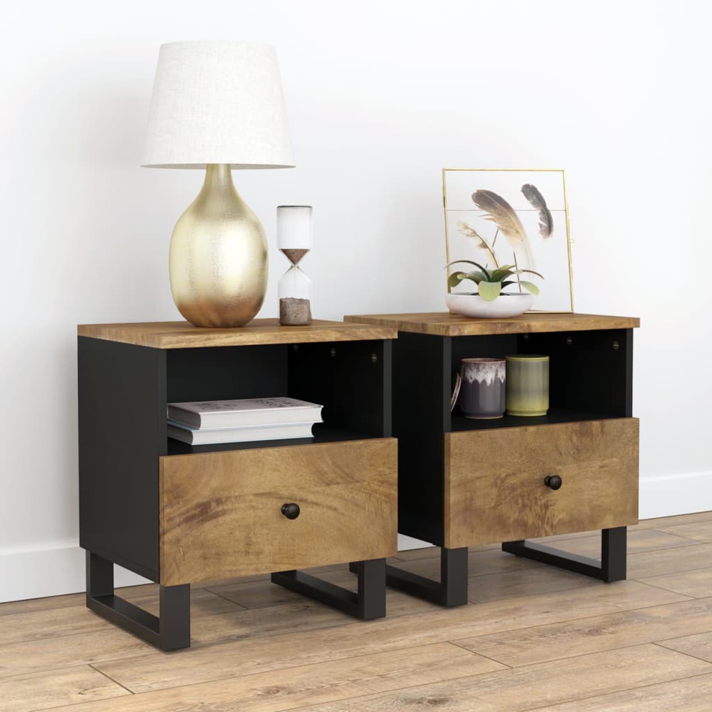 Bedside Cabinet Solid Wood Mango&Engineered Wood