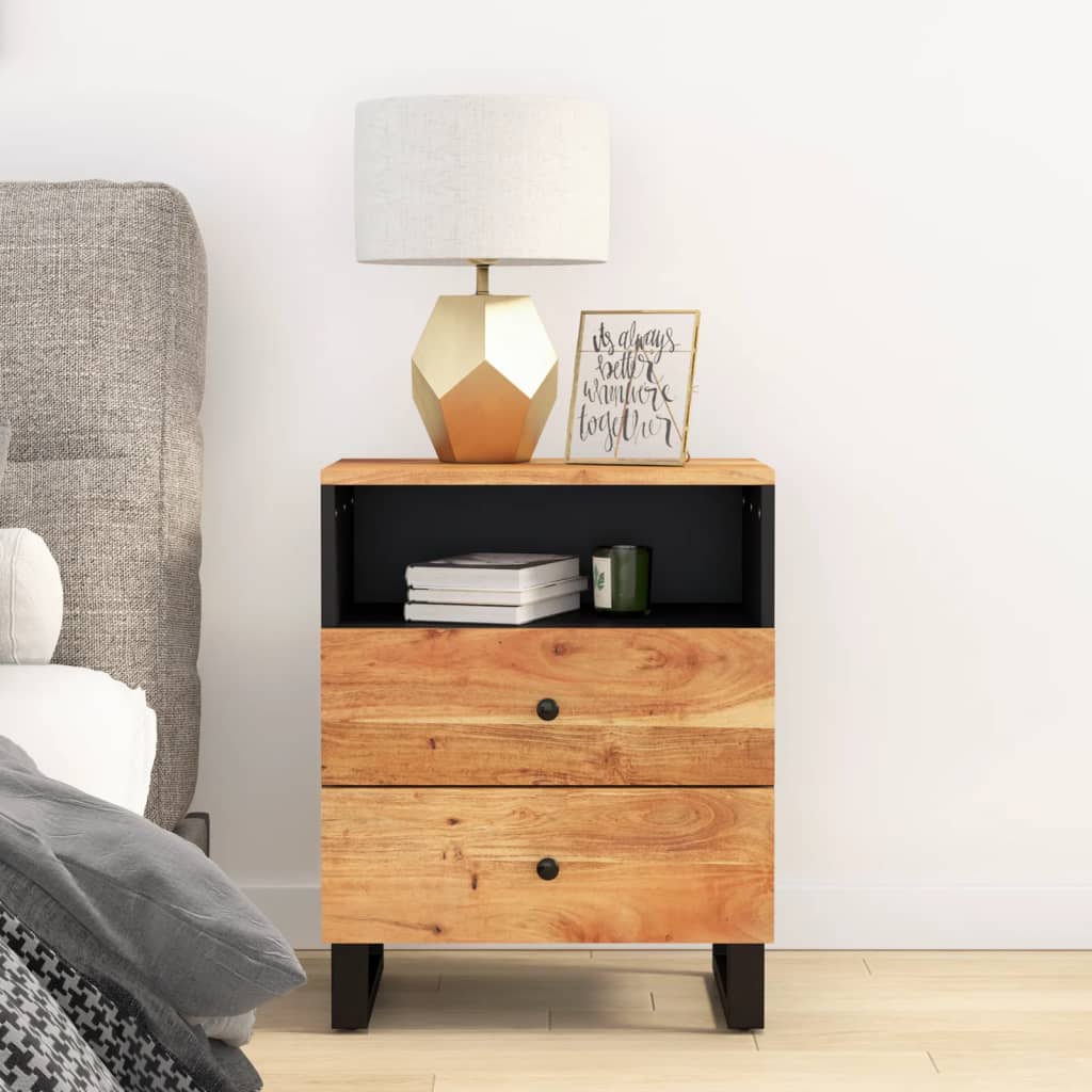 Bedside Cabinet 50X33X62 Cm Solid Wood Mango&Engineered Wood