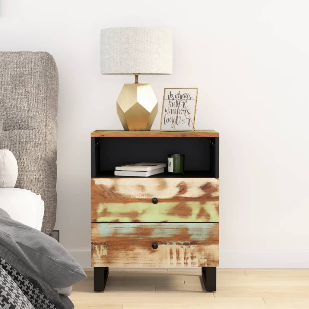 Bedside Cabinet 50X33X62 Cm Solid Wood Mango&Engineered Wood