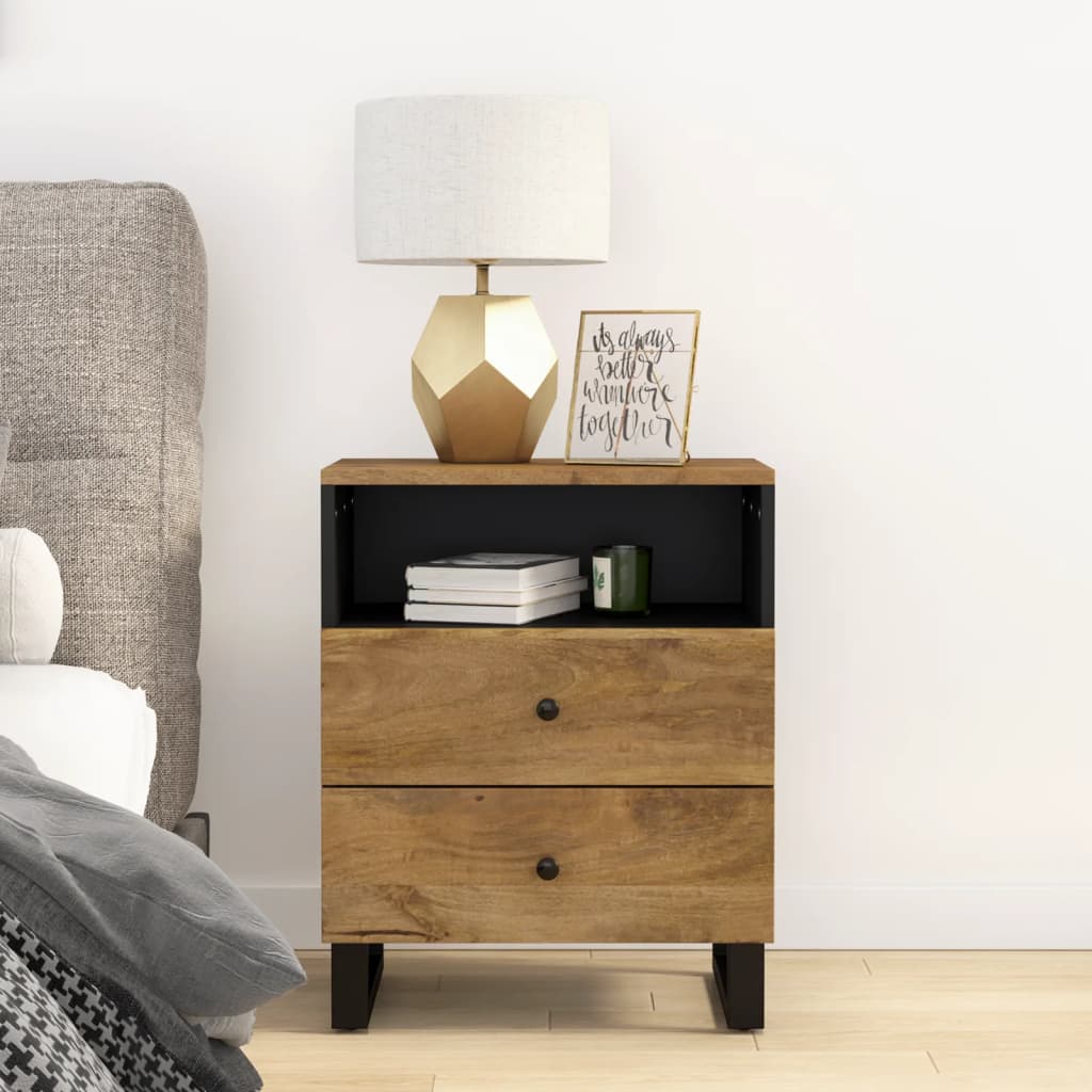 Bedside Cabinet 50X33X62 Cm Solid Wood Mango&Engineered Wood
