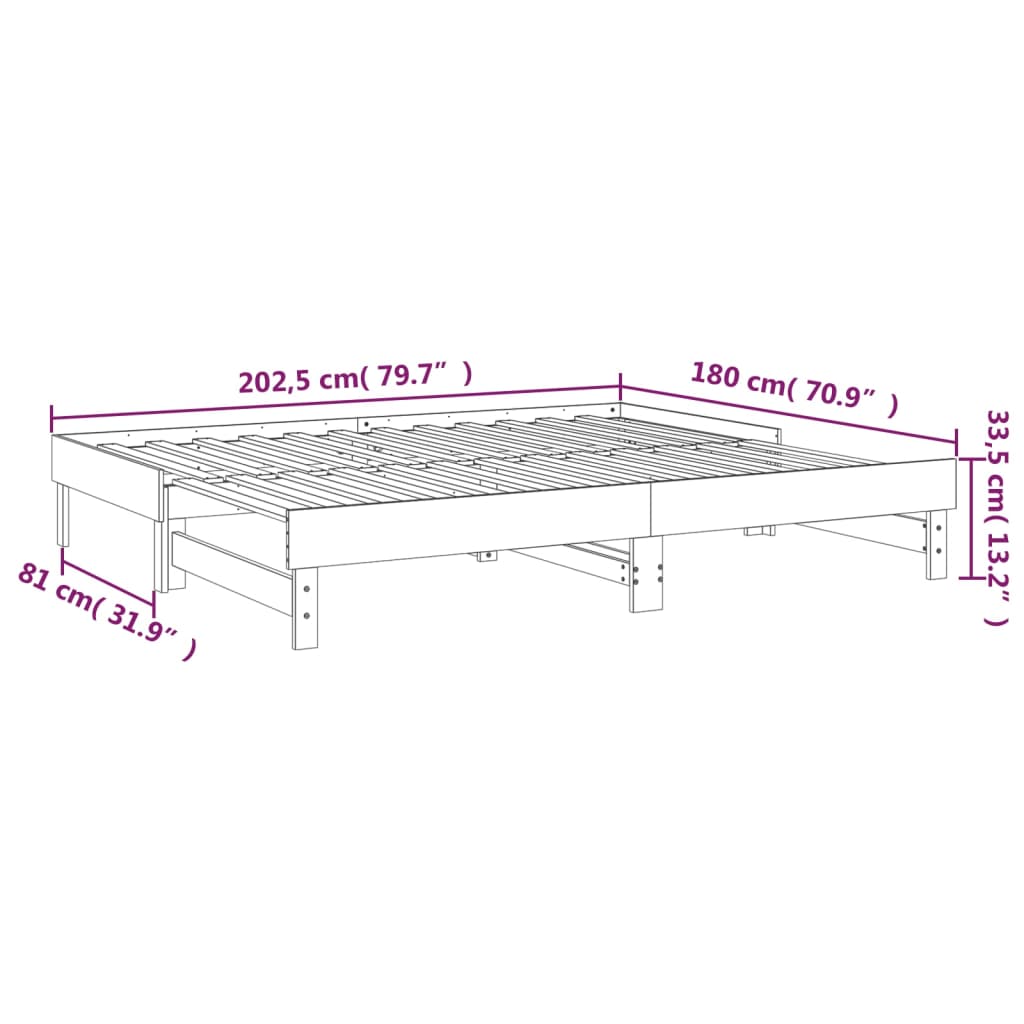 Pull-Out Day Bed Without Mattress 2X(90X200) Cm