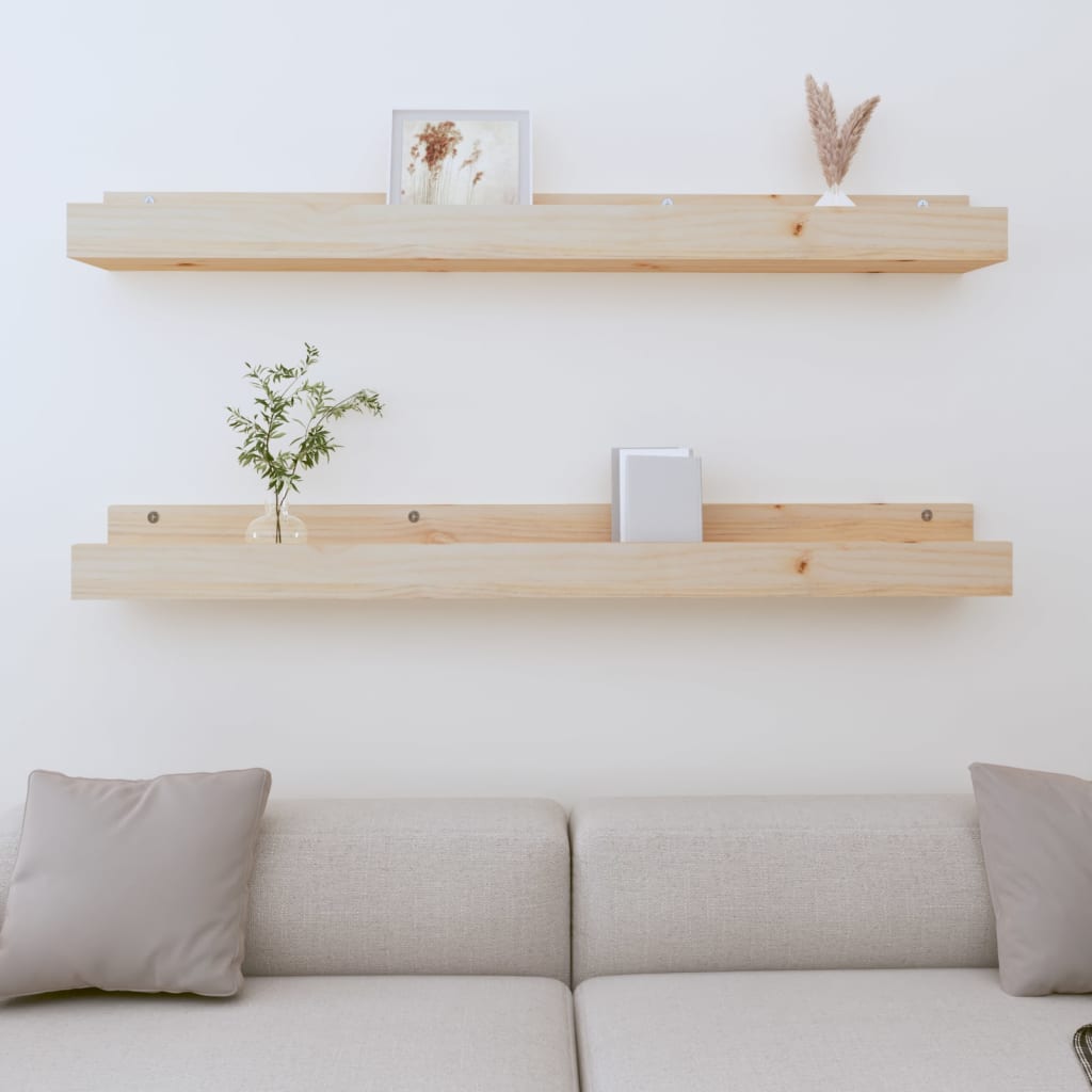 Wall Shelves 2 Pcs Solid Wood Pine