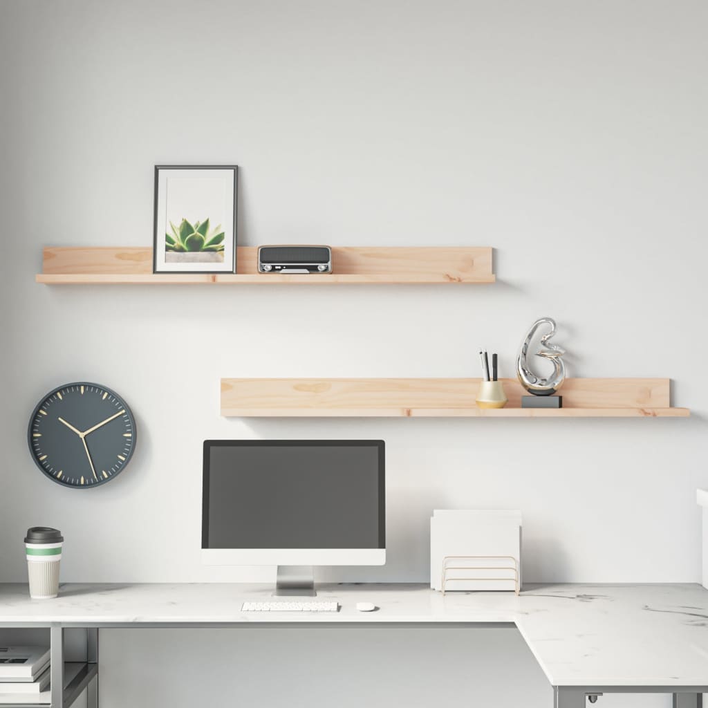Wall Shelves 2 Pcs Solid Wood Pine
