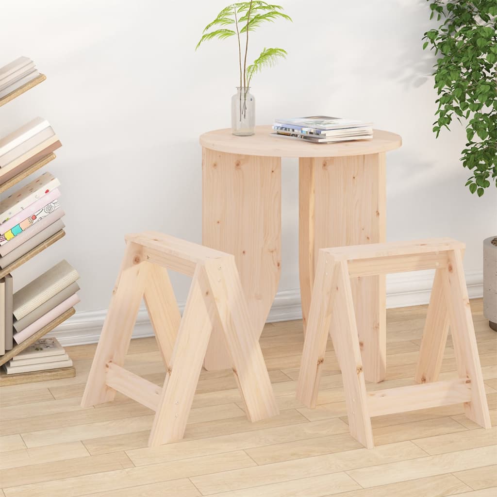 Stools 2 Pcs Solid Wood Pine
