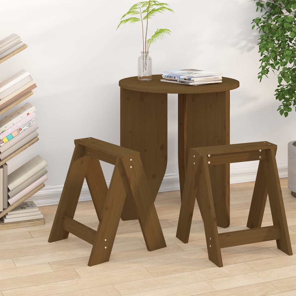 Stools 2 Pcs Solid Wood Pine