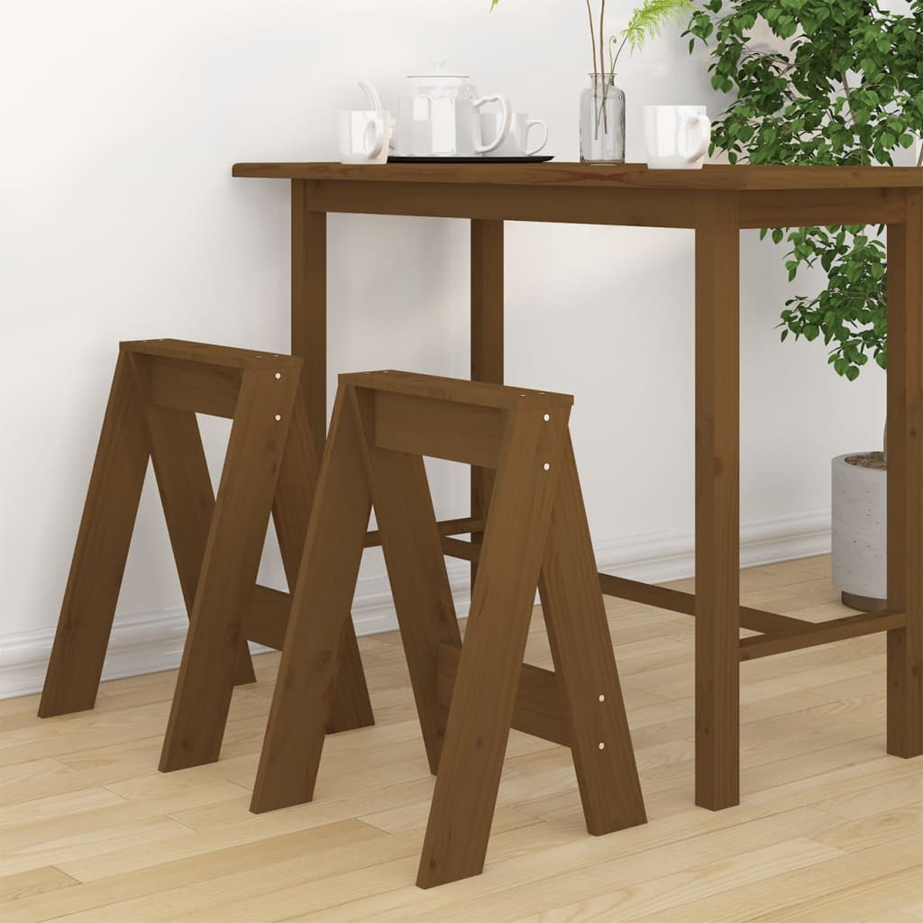 Stools 2 Pcs Solid Wood Pine