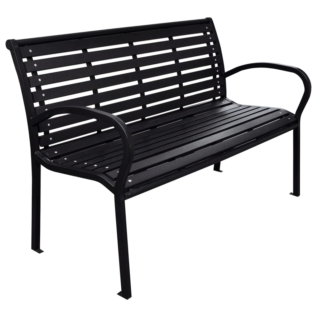 Garden Bench Black And 116 Cm Steel And Wpc