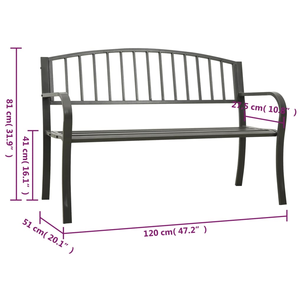 Garden Bench 120 Cm Steel