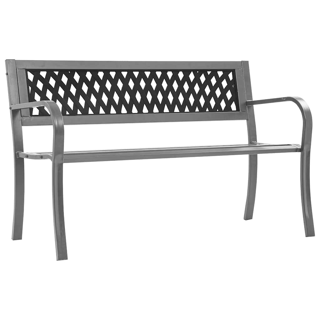 Garden Bench Black Steel