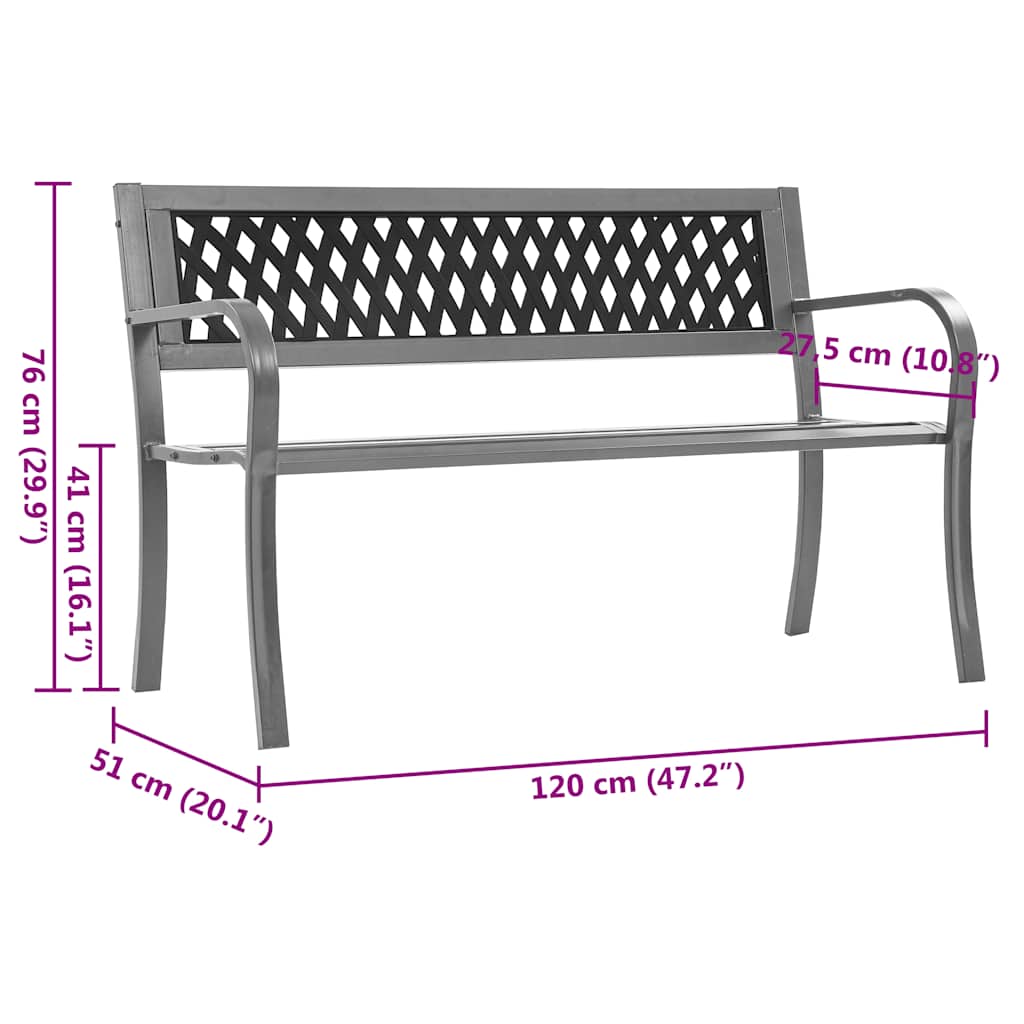 Garden Bench Black Steel