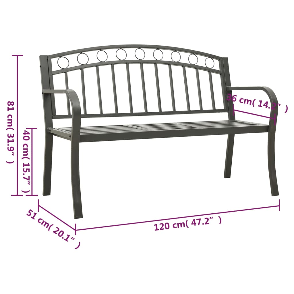 Garden Bench 120 Cm Steel