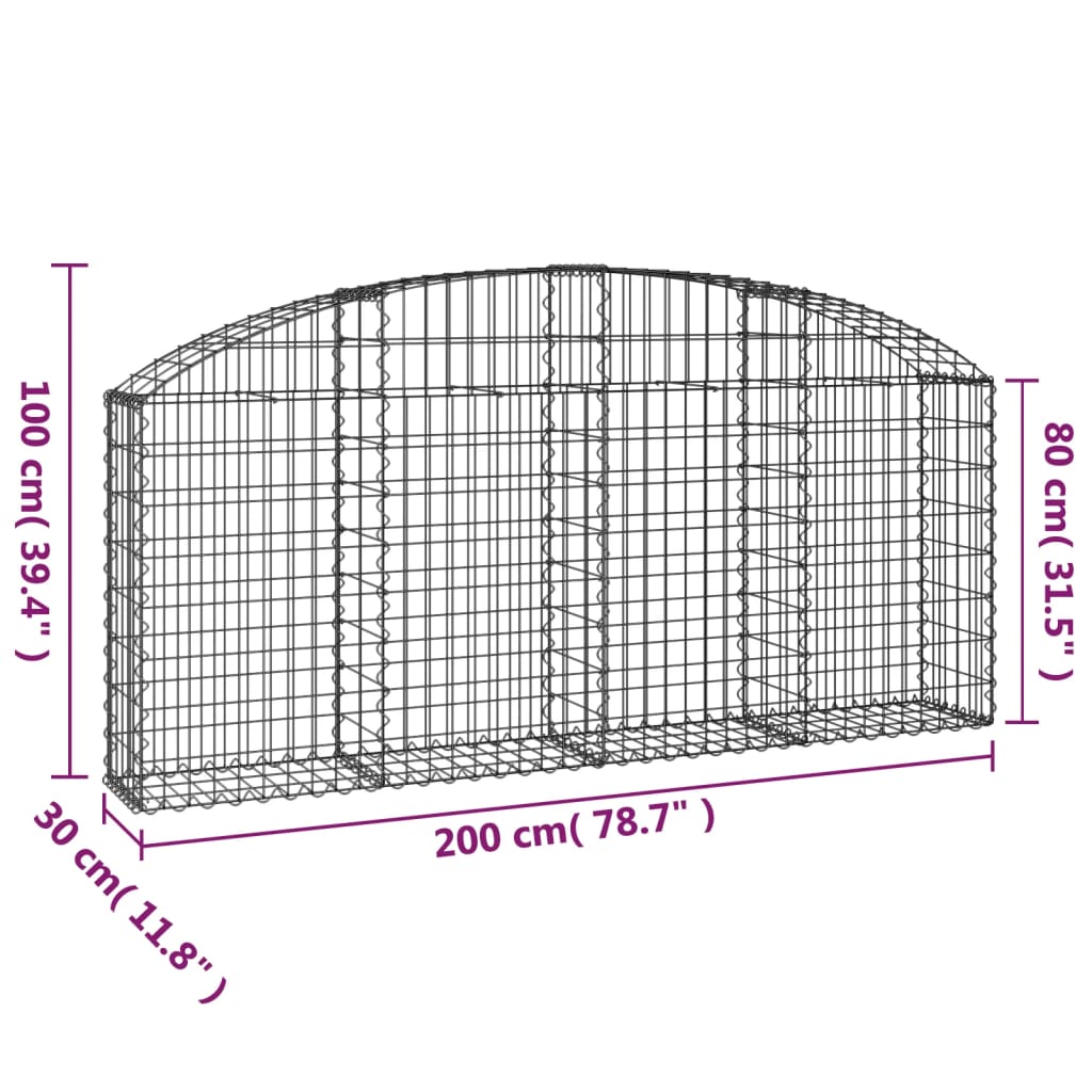 Arched Gabion Basket Galvanised Iron