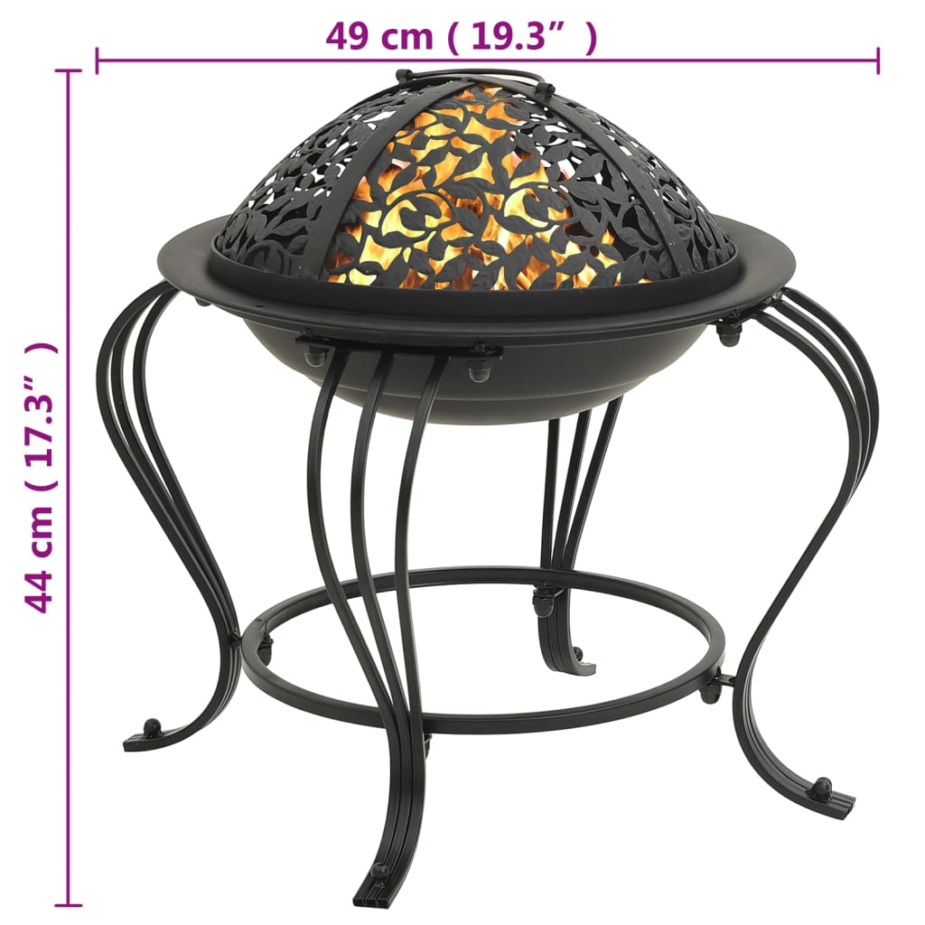 Fire Pit With Poker 49 Cm Steel