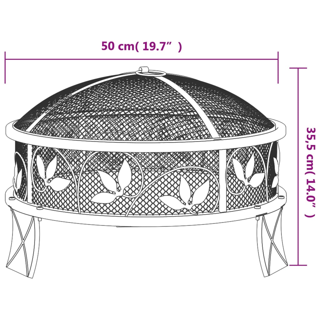 Fire Pit With Poker 50 Cm Xxl Steel