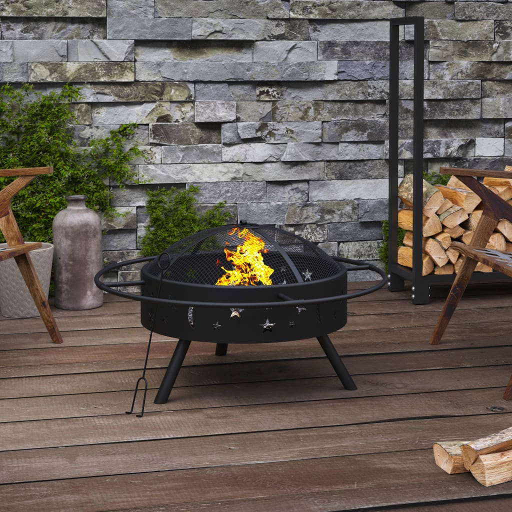 Fire Pit With Poker 70 Cm Xxl Steel