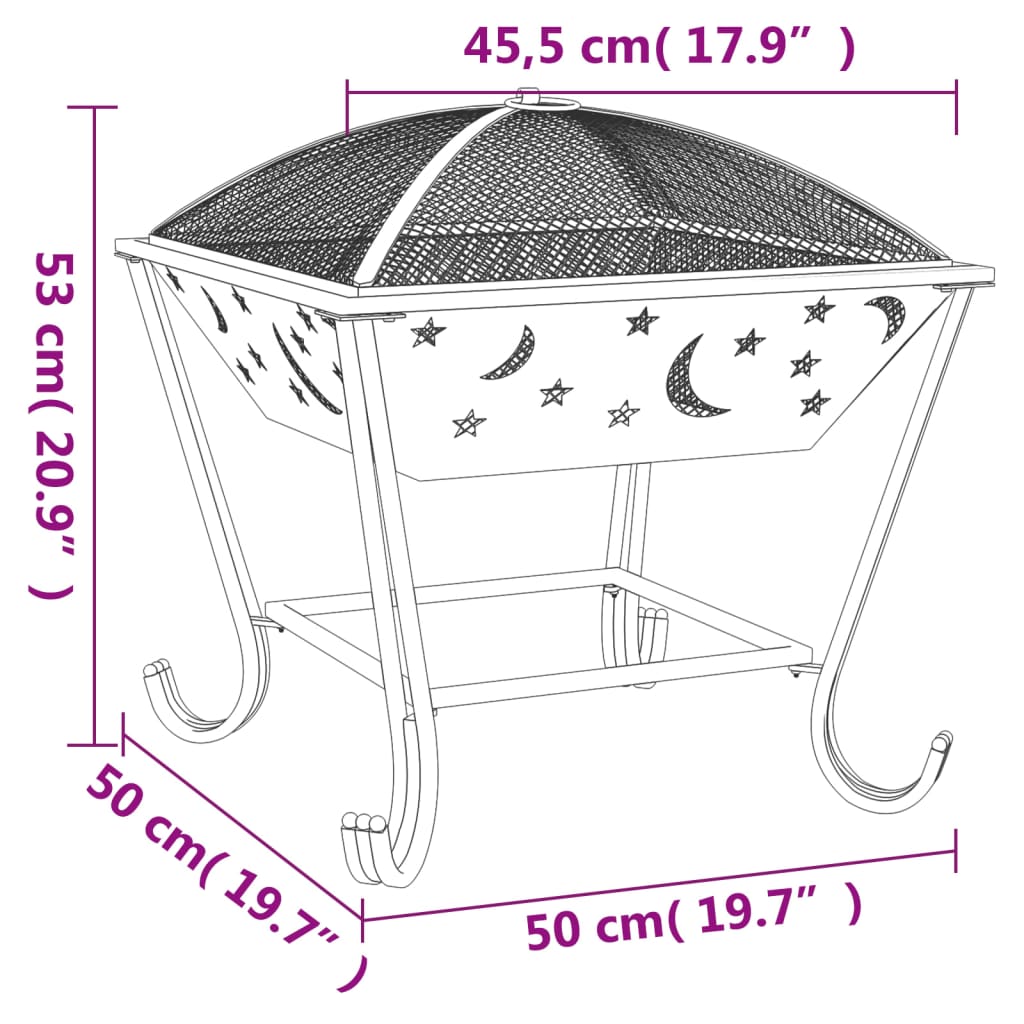 Fire Pit With Poker 50 Cm Xxl Steel